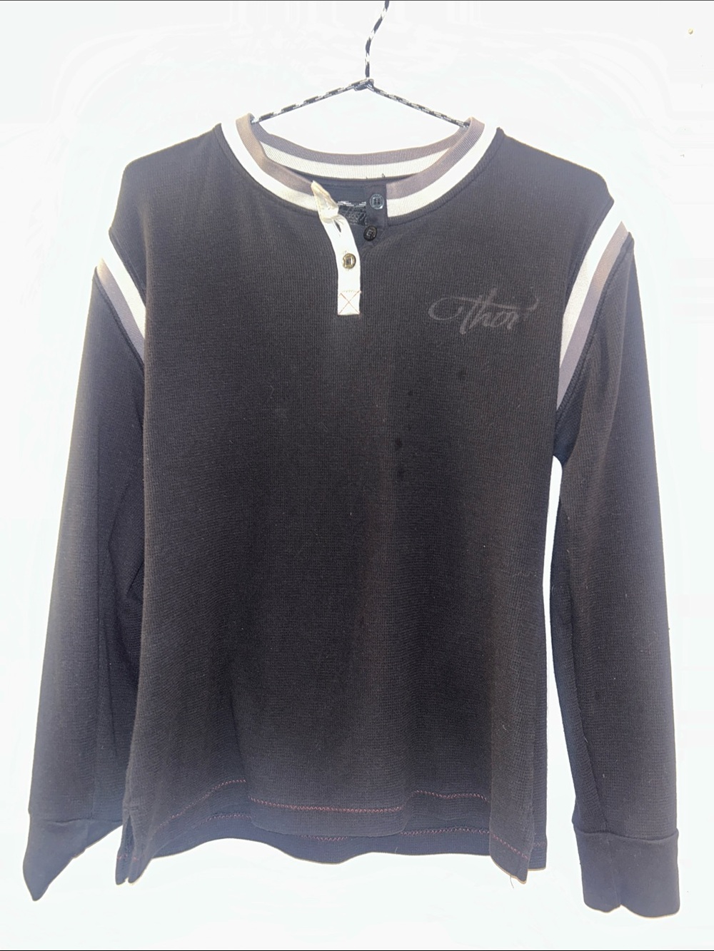 Thor Black Long-Sleeve Thermal with White and Gray Contrast Trim Girl’s XL
